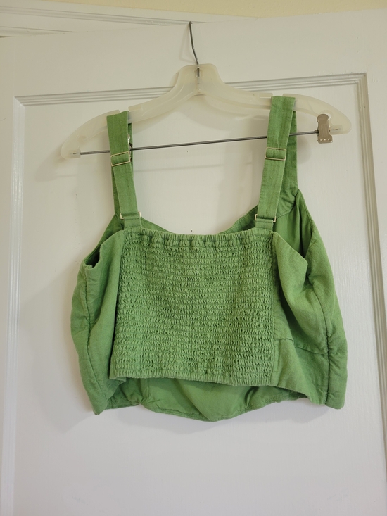Women's Abercrombie and Fitch Green Sleeveless Linen-Blend Crop Top - Picture 6 of 9